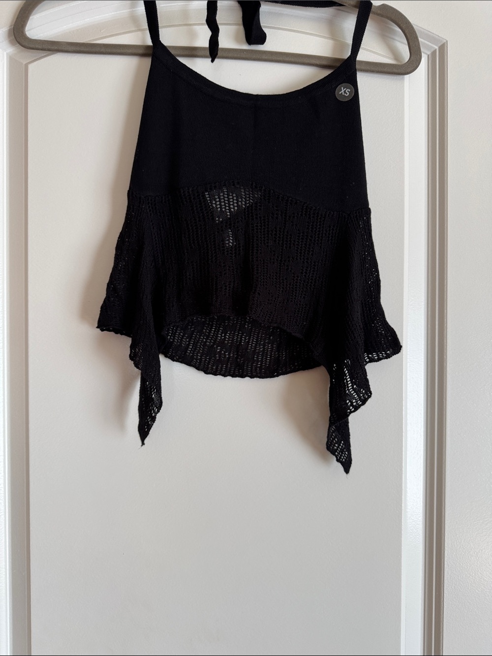 La Hearts Black Knit Top with Lace Detail
